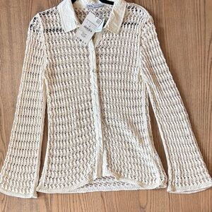 Zara Ivory Crochet Knit cardigan